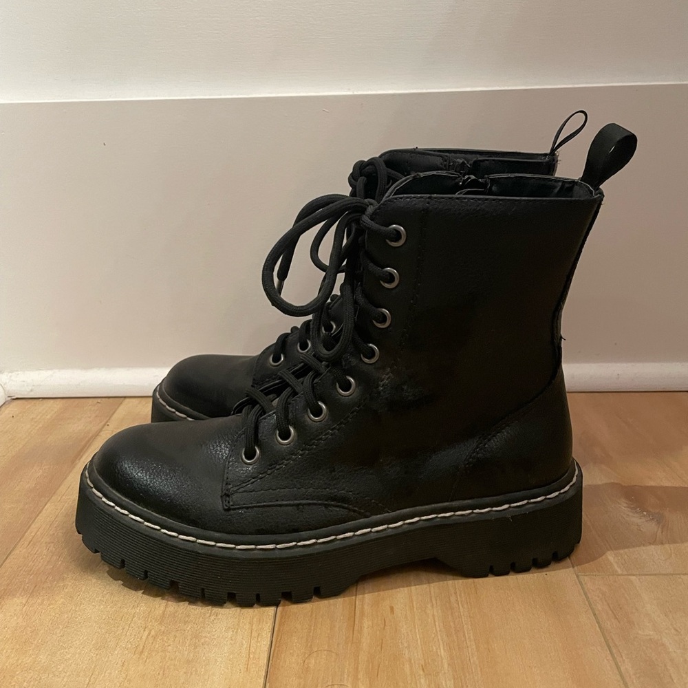 NWOT Black Leather Combat Boots